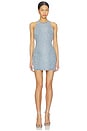 view 2 of 5 Rhinestone Croc Effect Denim Mini Dress in Blue