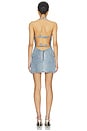 view 4 of 5 Rhinestone Croc Effect Denim Mini Dress in Blue