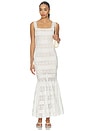 view 1 of 4 White Cotton Embroidered Midi Dress in White