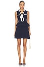 view 1 of 3 ROBE COURTE NAVY PEPLUM POINTELLE KNIT in Navy