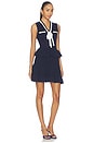 view 2 of 3 ROBE COURTE NAVY PEPLUM POINTELLE KNIT in Navy