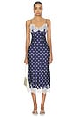 view 1 of 3 VESTIDO MIDI NAVY POLKA DOT SATIN in Navy