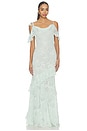 view 1 of 4 MAXIVESTIDO MINT EMBROIDERED GEORGETTE in Green