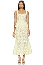 view 1 of 3 VESTIDO MIDI YELLOW LACE PEPLUM MIDI DRESS in Yellow