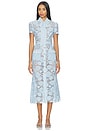 view 1 of 4 Blue Lace Tie Neck Midi Dress in Blue