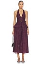 view 1 of 3 VESTIDO MIDI PLUM LINEN PEPLUM in Burgundy