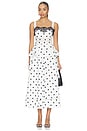 view 1 of 3 White Polka Dot Linen Midi Dress in White