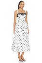 view 2 of 3 White Polka Dot Linen Midi Dress in White