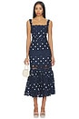 view 1 of 4 Navy Polka Dot Linen Dress in Navy