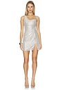 view 1 of 4 Champagne Rhinestone Draped Mini Dress in Champagne