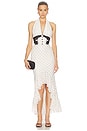 view 1 of 3 ROBE MI-LONGUE POLKA DOT HALTER NECK in White