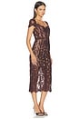 view 2 of 3 VESTIDO MIDI BROWN FLORAL LACE MIDI DRESS in Brown