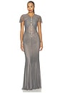 view 1 of 4 Grey Rhinestone Fishnet Maxi Dress in Grey