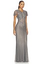 view 2 of 4 Grey Rhinestone Fishnet Maxi Dress in Grey