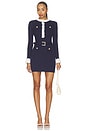 view 1 of 5 Navy Flower Rib Knit Mini Dress in Navy