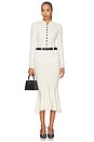 view 1 of 3 Cream Knit Denim Insert Midi Dress in Cream