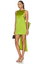 view 1 of 4 Green Satin Bow Mini Dress in Green