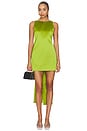 view 2 of 4 Green Satin Bow Mini Dress in Green
