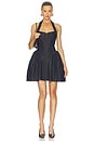view 1 of 3 Indigo Denim Halterneck Flared Mini Dress in Blue