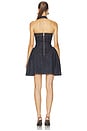 view 4 of 3 Indigo Denim Halterneck Flared Mini Dress in Blue