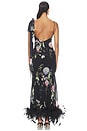 view 3 of 3 Black Floral Georgette Feather Maxi Dress in Black