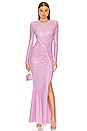 view 1 of 4 Long Sleeve Rhinestone Gown in Pink
