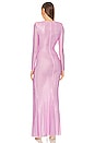 view 3 of 4 Long Sleeve Rhinestone Gown in Pink