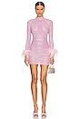 view 1 of 4 Rhinestone Feather Mini Dress in Pink