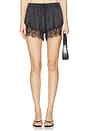 view 1 of 6 Black Satin Lace Shorts in Black