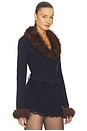 view 2 of 4 Navy Faux Fur Knit Cardigan in Navy