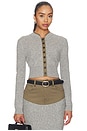 view 1 of 4 Grey Contrast Placket Cardigan in Grey