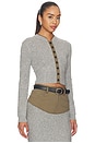 view 2 of 4 Grey Contrast Placket Cardigan in Grey