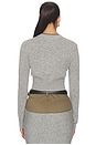 view 3 of 4 Grey Contrast Placket Cardigan in Grey