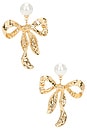 view 1 of 2 Mottled Gold Bow Earrings in Gold