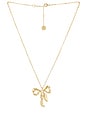 view 1 of 3 Mottled Gold Bow Pendant Necklace in Gold