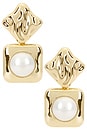 view 1 of 2 Mottled Gold Pearl Tiered Earrings in Gold