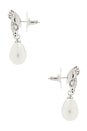 view 2 of 2 Crystal Bow Pearl Droplet Earrings in Silver
