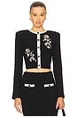view 1 of 5 Black Floral Textured Knit Jacket in Black
