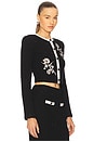 view 2 of 5 Black Floral Textured Knit Jacket in Black