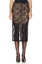 view 1 of 6 Floral Lace Midi Skirt in Black