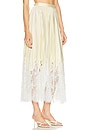 view 2 of 6 Yellow Satin Lace Midi Skirt in Yellow
