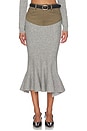 view 1 of 6 Grey Knit Khaki Denim Insert Midi Skirt in Grey