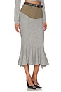 view 2 of 6 Grey Knit Khaki Denim Insert Midi Skirt in Grey