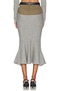 view 4 of 6 Grey Knit Khaki Denim Insert Midi Skirt in Grey
