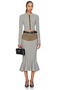 view 5 of 6 Grey Knit Khaki Denim Insert Midi Skirt in Grey