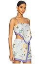 view 3 of 5 Floral Linen Top in Blue