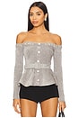 view 1 of 5 TOP DE MALHA CHENILLE COM ACABAMENTO EM CRISTAIS in Grey
