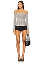 view 4 of 5 TOP DE MALHA CHENILLE COM ACABAMENTO EM CRISTAIS in Grey