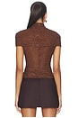 view 3 of 5 Rhinestone Mesh Cut Out Top in Brown