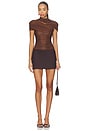 view 4 of 5 Rhinestone Mesh Cut Out Top in Brown